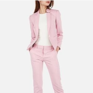 Express Petite Notch Collar One Button Blazer in Pink